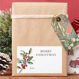 Simple Elegant Christmas Botanical Gift Label