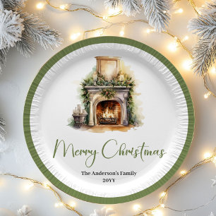 Simple Elegant Christmas Custom Name Paper Plates