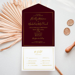 Simple Elegant Christmas Dark Red Seal and Send All In One Invitation