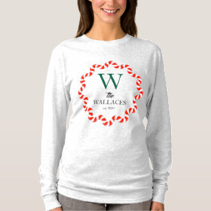 Simple Elegant Christmas Family Monogrammed T-Shirt