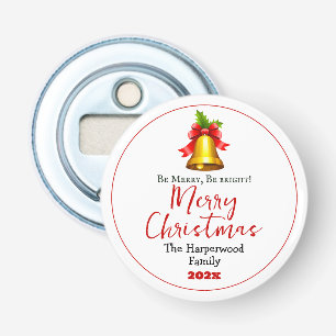 Simple Elegant Christmas Family Photo Collage Bottle Opener