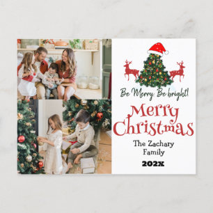 Simple Elegant Christmas Family Photo Collage Holiday Postcard