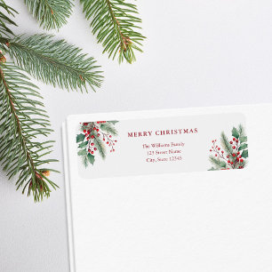 Simple Elegant Christmas Floral Return Address