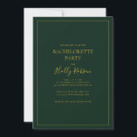 Simple Elegant Christmas Green Bachelorette Party Invitation<br><div class="desc">This simple elegant Christmas green bachelorette party invitation is perfect for your minimalist modern winter wedding. The classic gold luxury calligraphy, along with the traditional green background, all bordered with a minimal frame, is sure to complete the colourful holiday vibe you're looking for. You can personalise with your own photos...</div>