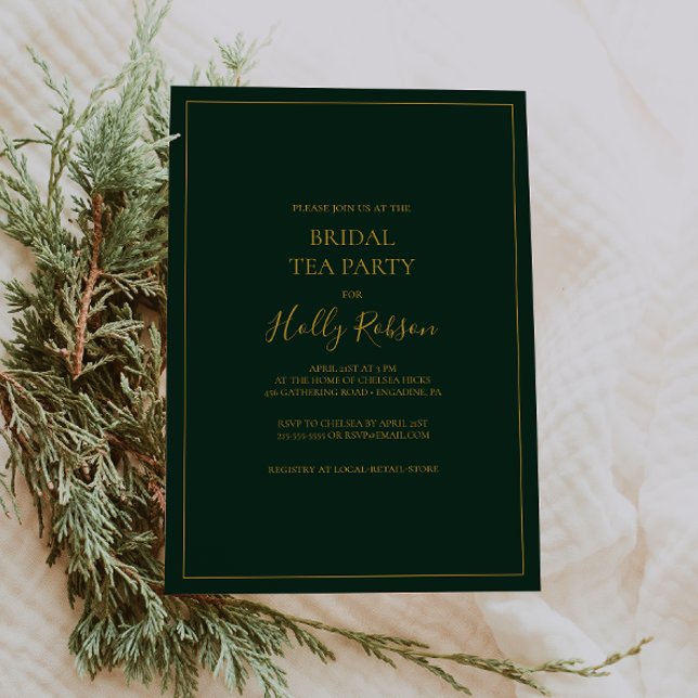 Simple Elegant Christmas | Green Bridal Tea Party Invitation (Creator Uploaded)