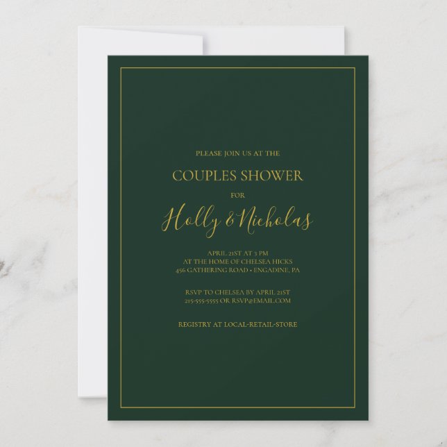 Simple Elegant Christmas | Green Couples Shower Invitation (Front)