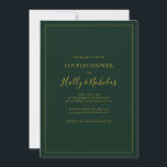 Simple Elegant Christmas | Green Couples Shower Invitation<br><div class="desc">This simple elegant Christmas | green couples shower invitation is perfect for your minimalist modern winter wedding. The classic gold luxury calligraphy, along with the traditional green background, all bordered with a minimal frame, is sure to complete the colourful holiday vibe you're looking for. You can personalise with your own...</div>