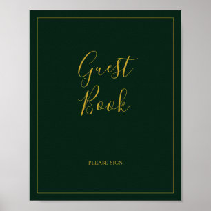 Simple Elegant Christmas Green Guest Book Sign
