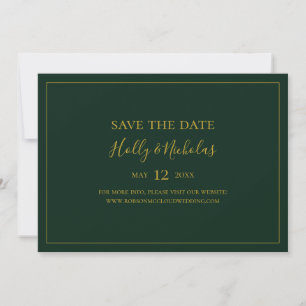Simple Elegant Christmas Green Horizontal Save The Date