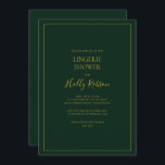 Simple Elegant Christmas | Green Lingerie Shower Invitation<br><div class="desc">This simple elegant Christmas | green lingerie shower invitation is perfect for your minimalist modern winter wedding. The classic gold luxury calligraphy, along with the traditional green background, all bordered with a minimal frame, is sure to complete the colourful holiday vibe you're looking for. You can personalise with your own...</div>