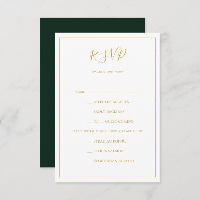 Simple Elegant Christmas | Green Menu Choice RSVP (Front/Back)