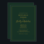 Simple Elegant Christmas | Green Rehearsal Dinner  Invitation<br><div class="desc">This simple elegant Christmas | green rehearsal dinner invitation is perfect for your minimalist modern winter wedding. The classic gold luxury calligraphy, along with the traditional green background, all bordered with a minimal frame, is sure to complete the colourful holiday vibe you're looking for. You can personalise with your own...</div>