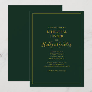 Simple Elegant Christmas   Green Rehearsal Dinner  Invitation
