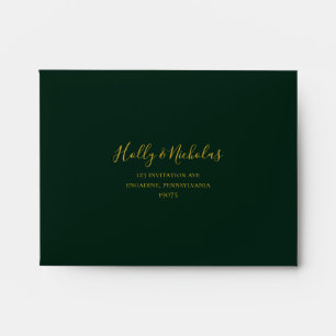 Simple Elegant Christmas Green Self Addressed RSVP Envelope