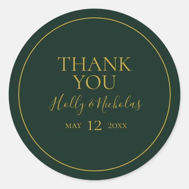 Simple Elegant Christmas | Green Thank You Sticker (Front)