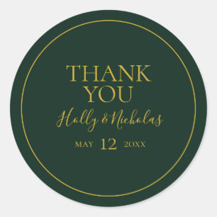 Simple Elegant Christmas   Green Thank You Sticker