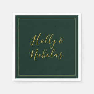 Simple Elegant Christmas Green Wedding Napkins