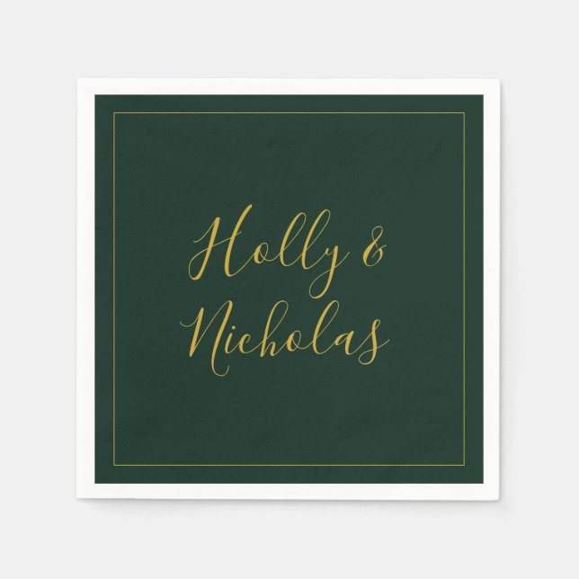 Simple Elegant Christmas | Green Wedding Napkins (Front)