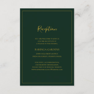 Simple Elegant Christmas Green Wedding Reception Enclosure Card