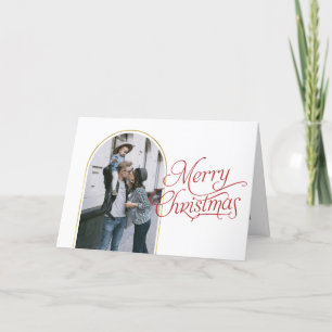 Simple elegant christmas greeting family photo holiday card