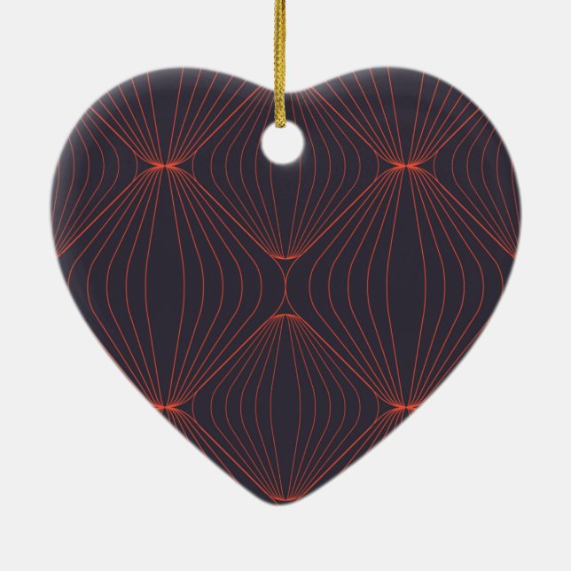 Simple, elegant Christmas inspired graphic pattern Ceramic Tree Decoration (Back)