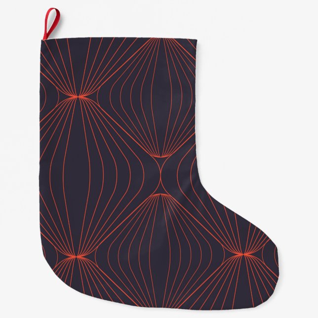 Simple, elegant Christmas inspired graphic pattern Large Christmas Stocking (Front)