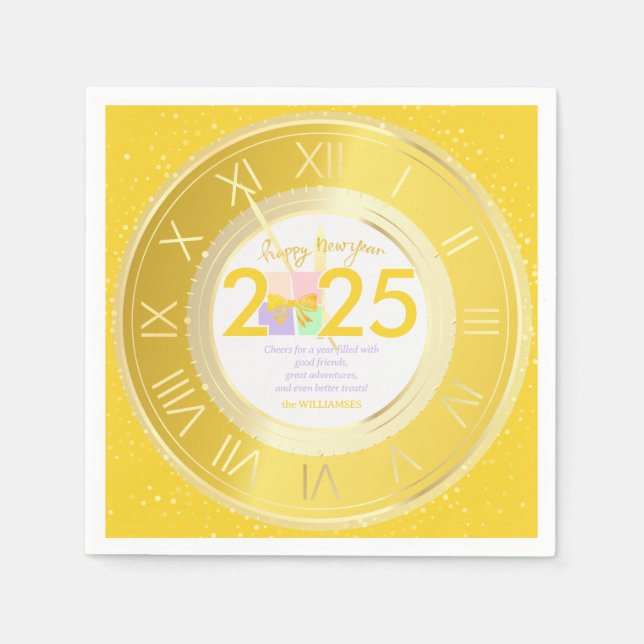 Simple Elegant Christmas New Year Gift Box Bow Napkin (Front)