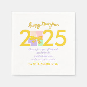 Simple Elegant Christmas New Year Gift Box Bow Napkin