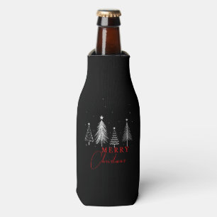 Simple Elegant Christmas Pine Tree   Black Bottle Cooler