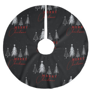 Simple Elegant Christmas Pine Tree Black Brushed Polyester Tree Skirt