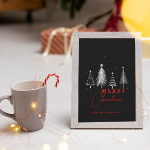 Simple Elegant Christmas Pine Tree Black Mini  Card