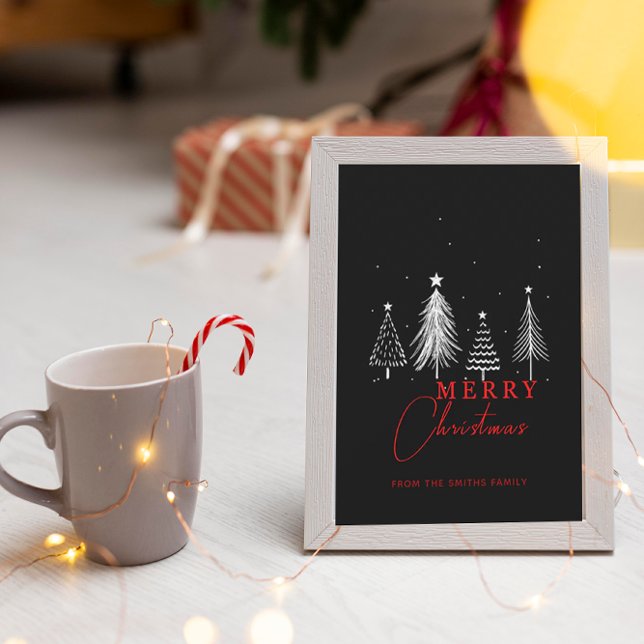 Simple Elegant Christmas Pine Tree Black Mini  Card (Creator Uploaded)