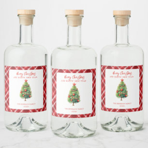 Simple Elegant Christmas Pine Tree Liquor Bottle Label