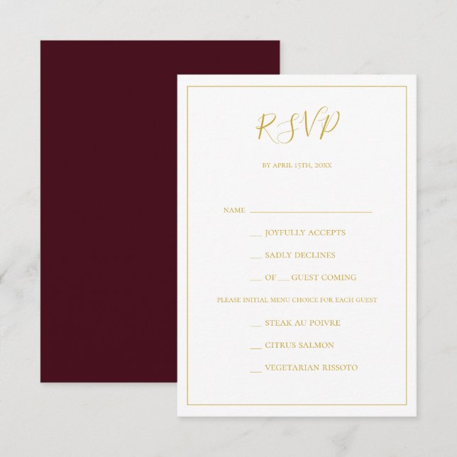 Simple Elegant Christmas | Red Menu Choice RSVP (Front/Back)