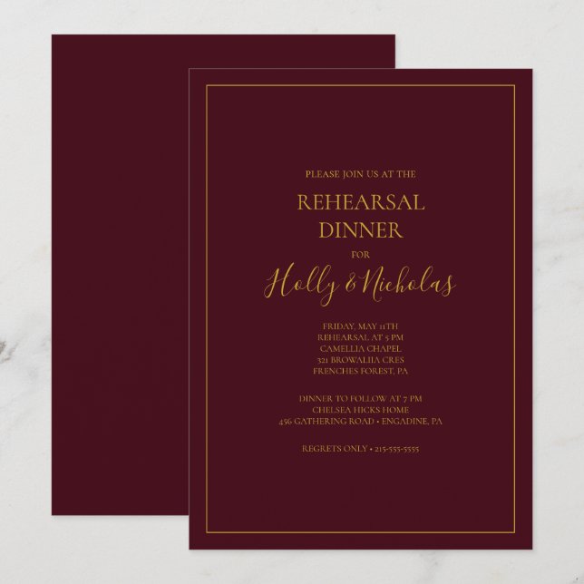Simple Elegant Christmas | Red Rehearsal Dinner In Invitation (Front/Back)