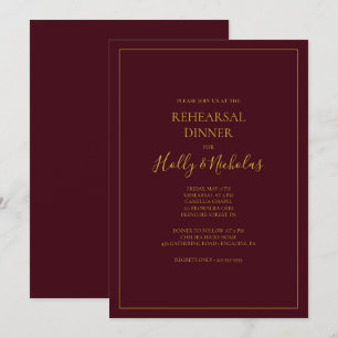 Simple Elegant Christmas   Red Rehearsal Dinner In Invitation