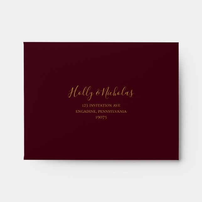 Simple Elegant Christmas Red Self Addressed RSVP Envelope (Front)