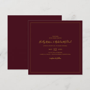 Simple Elegant Christmas Red Square Wedding Invitation