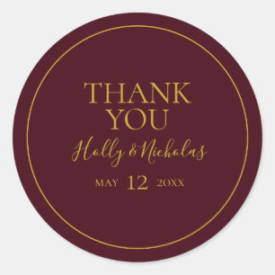 Simple Elegant Christmas   Red Thank You Sticker