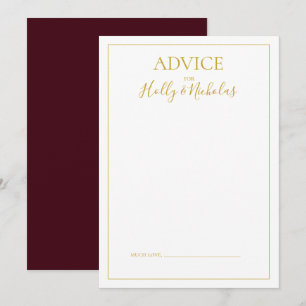 Simple Elegant Christmas   Red Wedding Advice Card