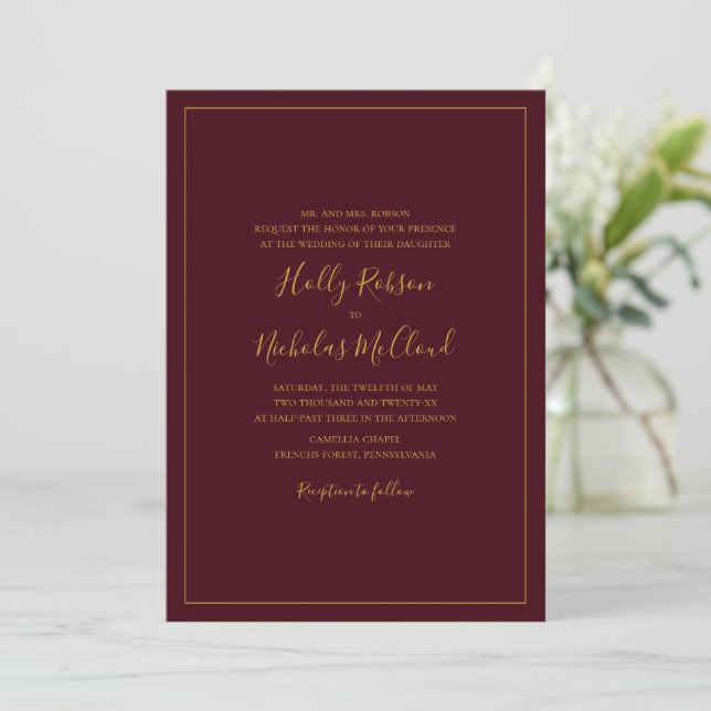 Simple Elegant Christmas Red Wedding Invitation (Standing Front)
