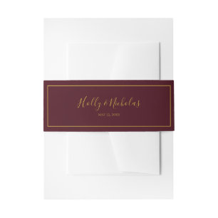 Simple Elegant Christmas Red Wedding Invitation Belly Band