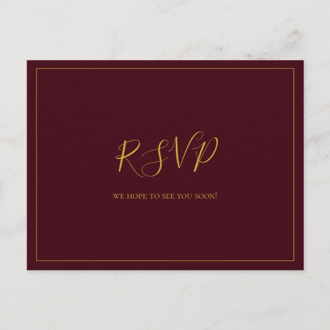 Simple Elegant Christmas | Red Wedding RSVP Postcard (Front)