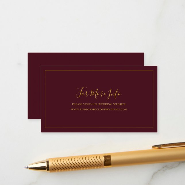 Simple Elegant Christmas | Red Wedding Website Enclosure Card (Front/Back In Situ)