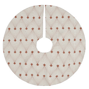 Simple elegant christmas tree beige and red  brushed polyester tree skirt