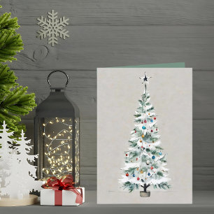 Simple Elegant Christmas Tree Custom Text Holiday Card