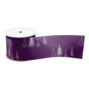 Simple Elegant Christmas Tree Pattern Holiday  Satin Ribbon