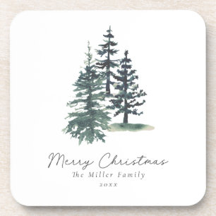 Simple Elegant Christmas tree Pine tree Coaster