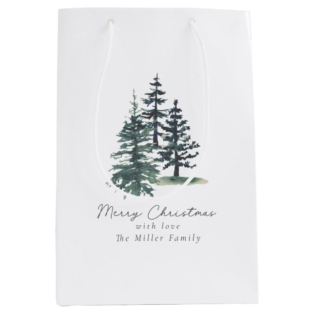 Simple Elegant Christmas tree | Pine tree  Medium Gift Bag (Front)