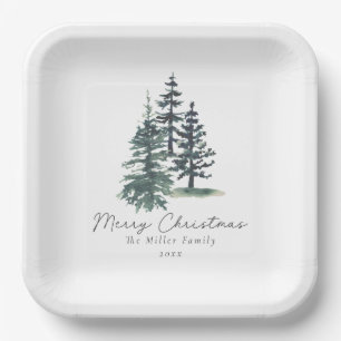 Simple Elegant Christmas tree Pine tree Paper Plate